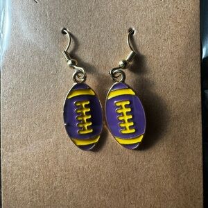 Purple and Yellow Football Earrings